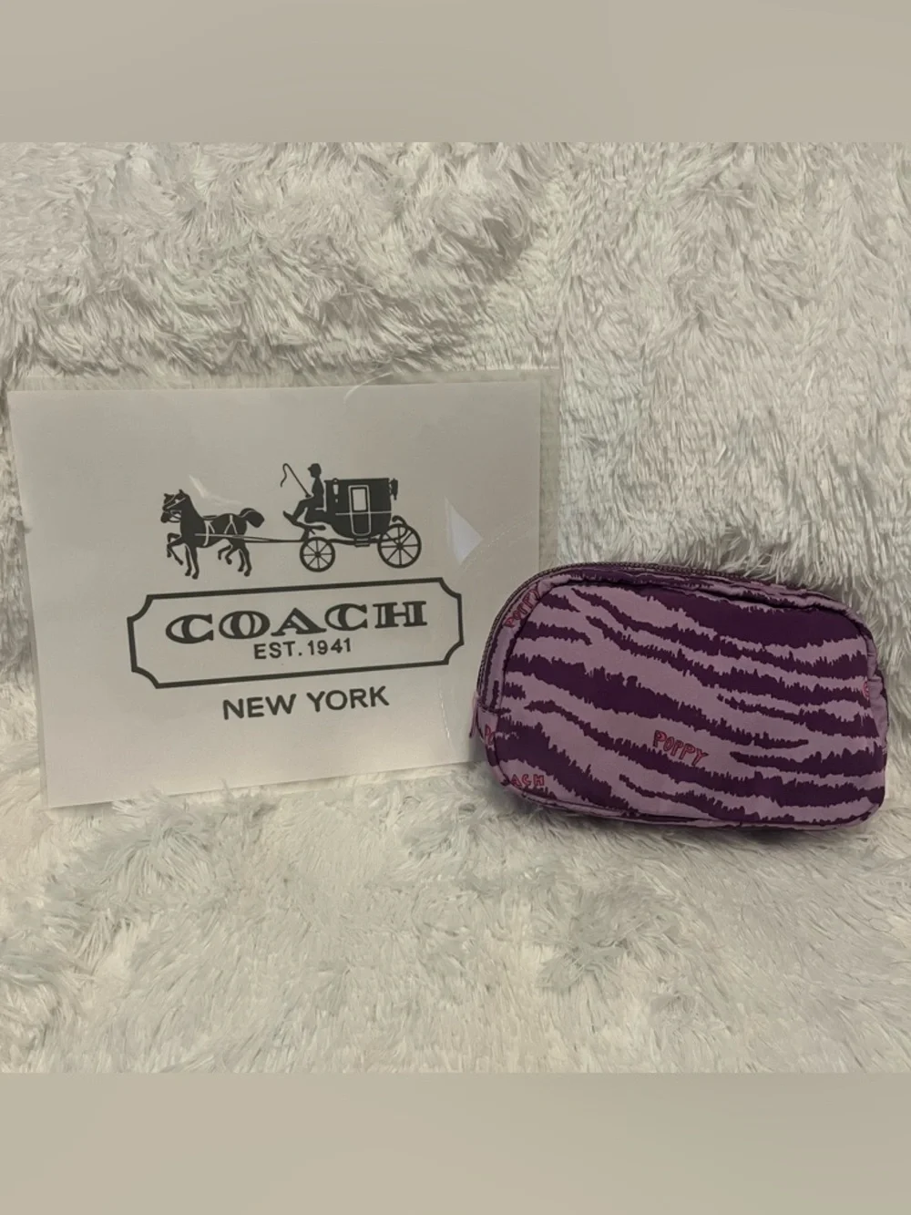 COACH 🦓🦄 NWOT Poppy Cosmetic Case in Purple Zebra Y2K HTF and Collectible